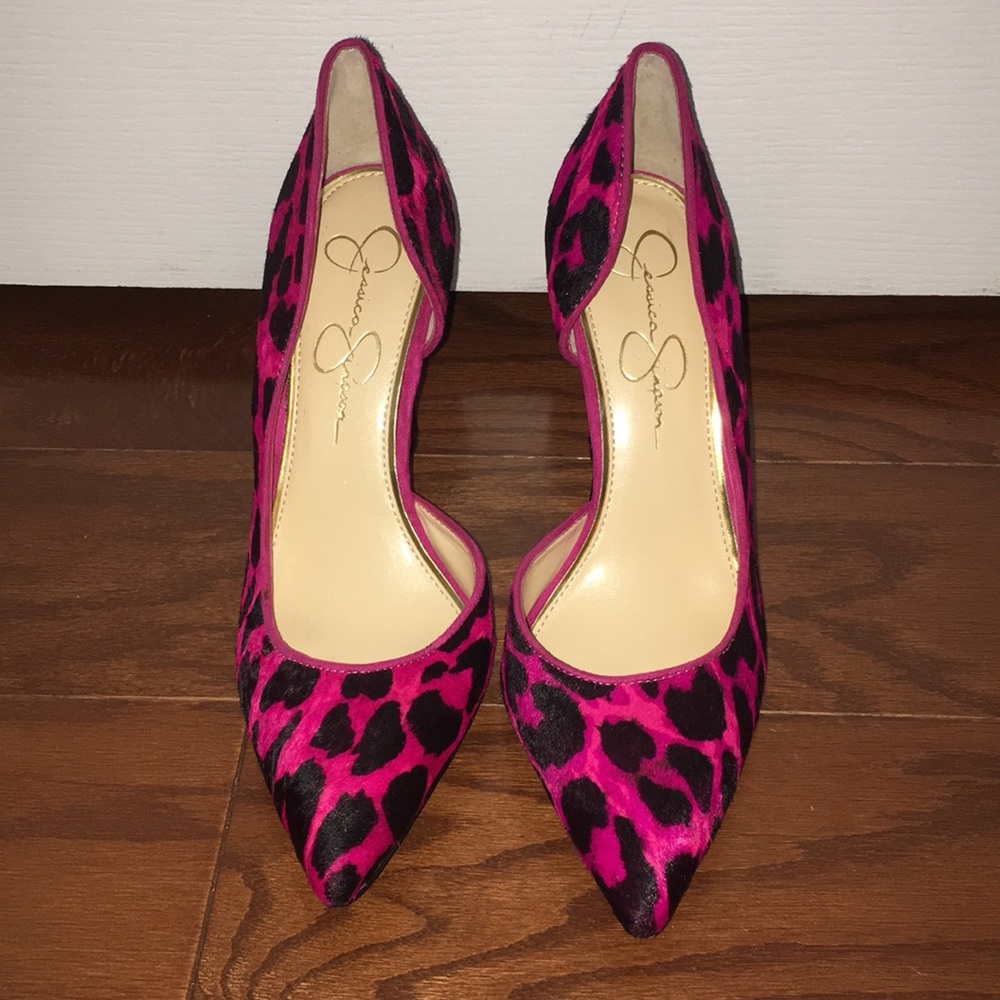 Jessica Simpson hot pink leopard pumps